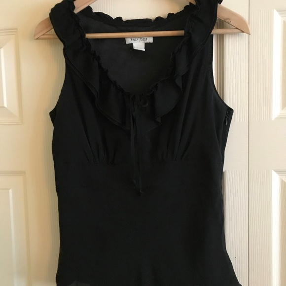 WHBM Black Sleeveless Blouse with Tie Front - Picture 2 of 6